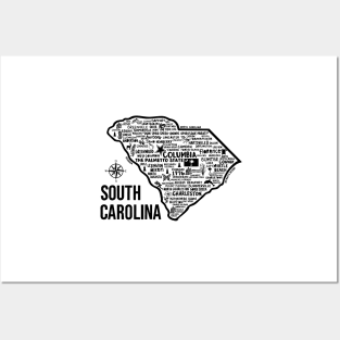 South Carolina Map Posters and Art